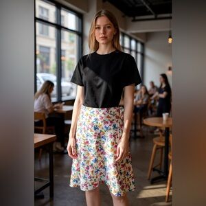 Vintage White Floral Ruffle Wrap Skirt